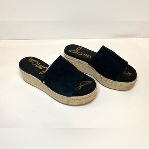 Sam Edelman Womens Size 6 Weslee Em Espadrilles Platform Sandals Cork Black